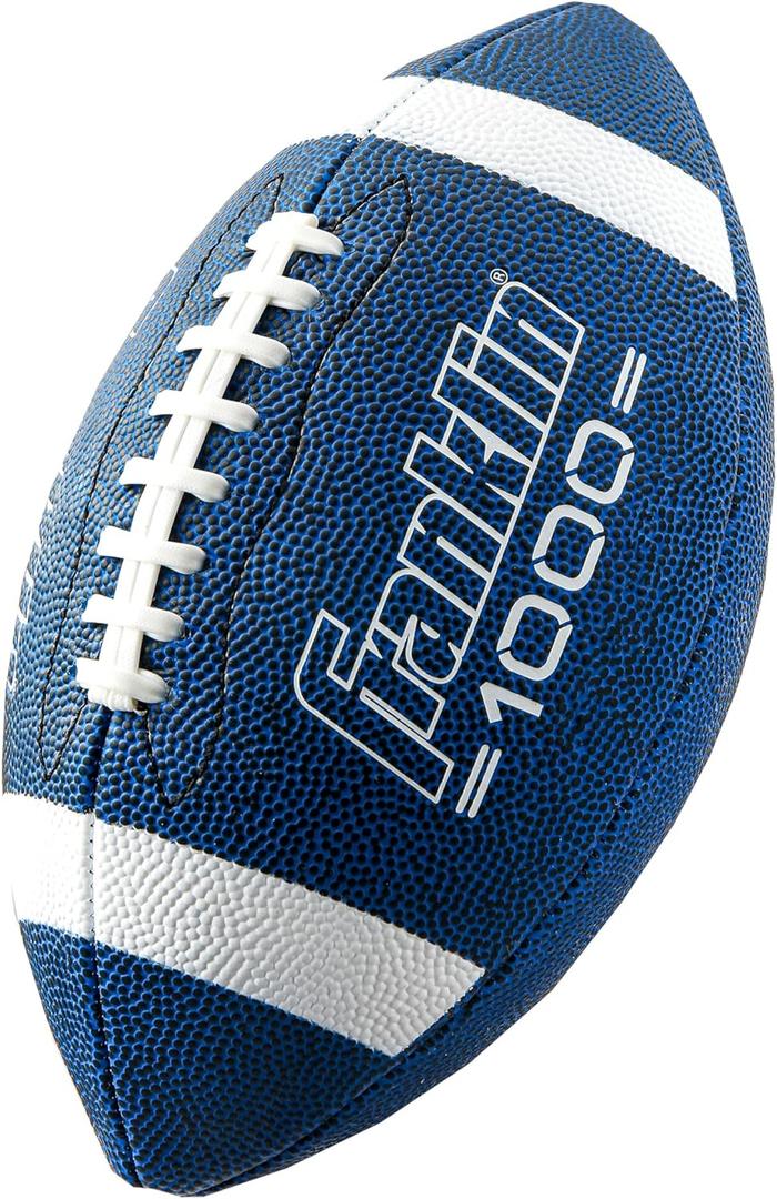 Franklin Sports Youth + Adult Footballs - Extra Grip 1000 Official Size, Junior + Pee Wee Kids - 1 + 12 Packs (Blue/White)