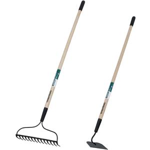 Union Tools Garden Soil Prep Bundle: Bow Rake and Garden Hoe