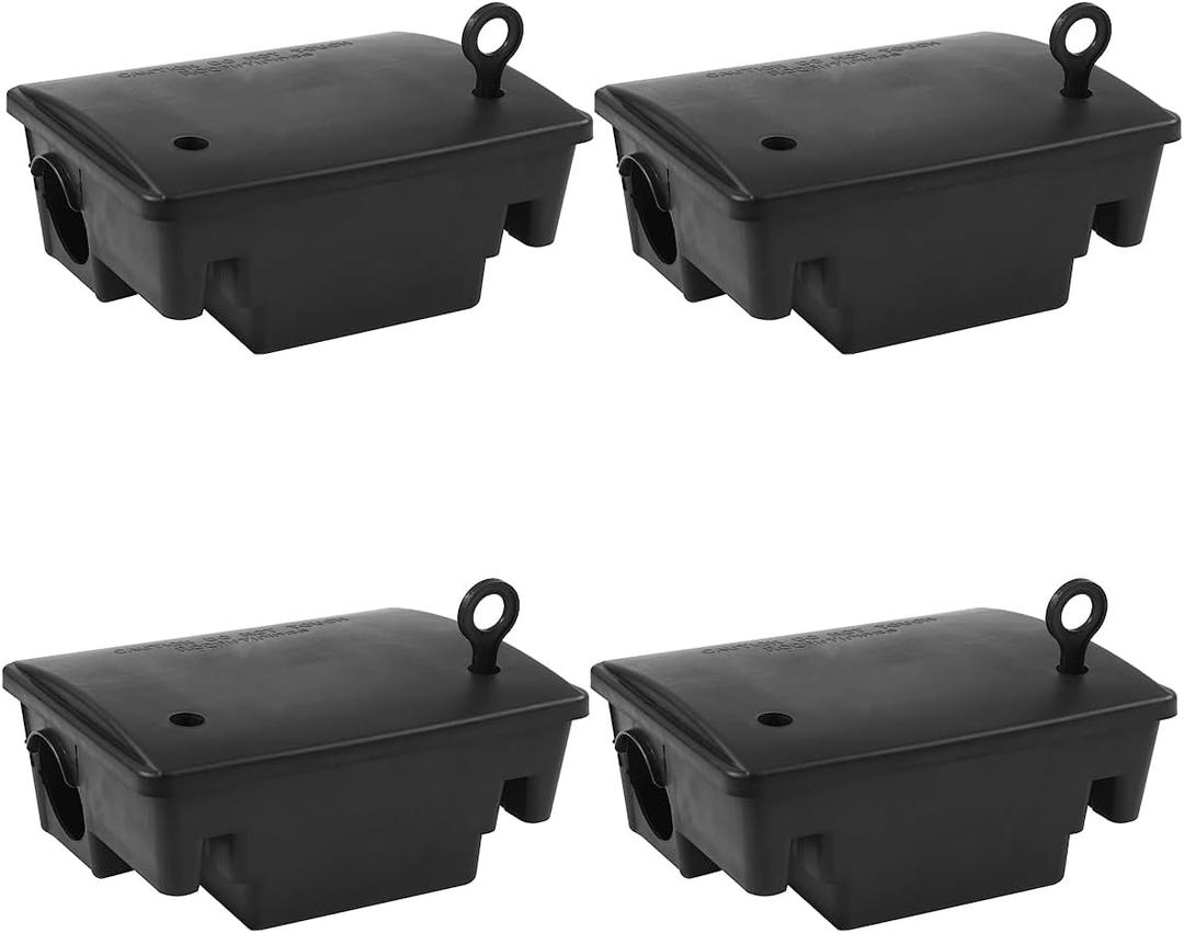 Large Rat Bait Stations 4 Pack, Effective Mouse Bait Station for Home Garden and Outdoors, This Rodent Bait Station Keeps Children and Pets Safe (Bait is not Included)