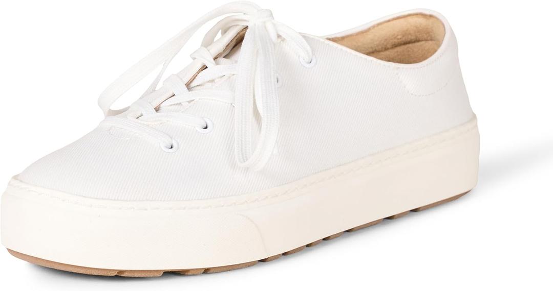 Amazon Essentials Womens Casual Lace Up Platform Sneakers (7.5, White)