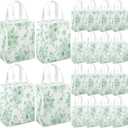 Wovnet 30 Pcs Sage Green Floral Gift Bags with Handle Reusable Non Woven Vintage Floral Tote Party Favor Bags Spring Flowers Treat Goodie Bag for Wedding Bridal Shower Tea Party 10 x 8 x 4 Inch