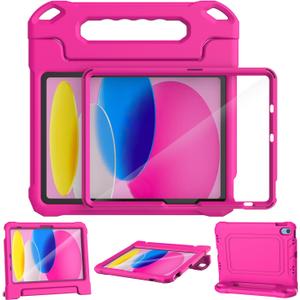 SUPLIK Kids Case for iPad A16 11-inch 2025 (11th Gen) & iPad 10th Generation (10.9-inch 2022), Built with Screen Protector, Durable Shockproof Kidproof Handle Stand Cover, Pink