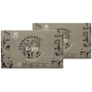 2 x Grab Green Stoneworks Cruelty-Free Dryer Sheets | Softens Fabrics, Freshens Clothing & Reduces Static-Cling and Wrinkles | Plant Based | Birch Branch Scent (160 Sheets)