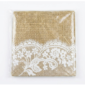 Burlap Table Runner with Lace Rustic Hessian Overlocked Edges for Weddings, Home Decoration and Crafts