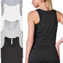 Ultra Performance Womens Athletic Workout Tank Tops 4 Pack Women's Running Shirts Casual Loose fit Gym Tanks for Women (X-Large, Black / White / Grey Powder / Charcoal Heather)