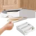 CKIU 10-inch Paper Plate Dispenser Under Cabinet, Bamboo Paper Plate Holders, Kitchen Counter Vertical Plate Dispensers Holders Countertop Caddy (For 10-inch Plates, White)