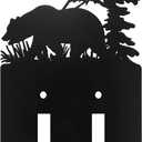 Lothee Metal Bear Switch Cover Moose Tree Mountain Elk Black Light Plate Forest Outlet Cover Toggle Switch Wall Plate Cover for Home Bedroom(Duplex Toggle)