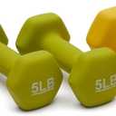 Amazon Basics Neoprene Dumbbell Hand Weights with Easy to Assemble Stand, 3 Pairs (3, 5, and 8 Pounds), Purple/Green/Yellow