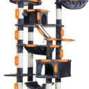 Heybly Cat Tree, 71-Inch-Tall Tower for Indoor Cats with 2 Perches, 2 Big Condos, 2 Hammocks, Basket, Scratching Pad, Large Cat Furniture and Condo, Smoky Gray HCT034G