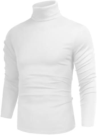 Hrbtens Men Casual Turtleneck Slim Fit Basic Tops Lightweight Thin Pullover Sweater Long Sleeve Underwear Male Blouse T-Shirt Size M