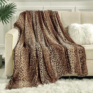 Viviland Flannel Fleece Blanket King Size 90x108 inches, Lightweight, Super Soft Cozy Warm Blanket, Leopard Print