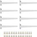 8pcs 9 7/8 inch (25cm) White Metal Furniture Legs, Straight Metal Cabinet Legs with Level Feet