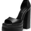 DREAM PAIRS High Heels Chunky Block Platform Heels for Women Ankle Strap Sexy Open Square Toe Heels Dressy Pumps Sandals 8.5