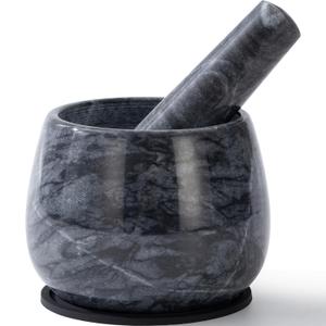 Heavy Duty Mortar and Pestle, Natural Marble Mortar and Pestle Set, Spice Herb Grinder Make Fresh Guacamole, Salsa, Pesto, Stone Grinder Bowl, 1.5 Cup
