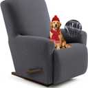 Recliner Chair Covers,1 Piece Stretch Recliner Cover Washable Furniture Protector with Elastic Bottom for Pets Kids Spandex Jacquard Fabric Small Checks(Recliner,Dark Gray)