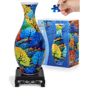 Puzzle Vase, Unique Gifts for Mother's Day, 160 Pieces Plastic 3D Puzzle Vase for Flowers, 3D Puzzles for Adults, Unique Arts and Crafts for Adults, Puzzle Vase for Home and Office Decor