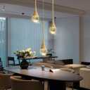 ykolupty 3-Light Gold Chandelier with Dimmable Ceiling Light Crystal Pendant Light for Kitchen Island, Dining Room, Living Room, Entry Hallway