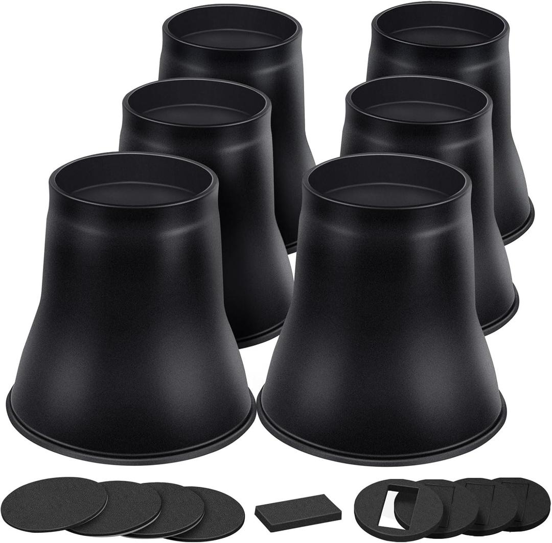ANNKUT Bed Risers 6 Inch Heavy Duty, Round Furniture Risers for Bed Desk Table Sofa Couch，Bed Lifts Risers, Support up to 6000 Lbs(6 Pack Black)