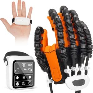 Rehabilitation Robot Gloves, Hand Dysfunction Patient Training Device Stroke Hemiplegia, Finger Exerciser Hand Strengthener Finger Orthosis for Relief Cramps (Right Hand - XL)