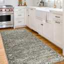 ReaLife Rugs Machine Washable Area Rug Runner - Living Room Bedroom Bathroom Kitchen Entryway Office - Padded Low Pile Stain Resistant Premium - Boho Farmhouse Vintage - Lyle - Brown 2'6" x 8'