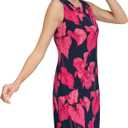Tommy Hilfiger Women's Matte Jersey Palm Hot Fix Dress, Sky Captain/Carmen Rose, Size 2