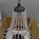 Hanging Solar Chandelier Outdoor, 30 Warm White Lights Acrylic Clear Beaded Chandelier with S Hooks Modern Lantern for Garden Yard Patio Gazebo Decorations, 28H
