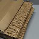 Rattanzenith Scalloped Woven Storage Basket with Lid, Foldable, Small