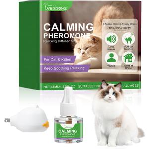 Nodfens Cat Calming Diffuser, Pheromone Diffuser to Calm Pheromone Calming Diffuser for Cats, Plug in+ 1 Pack 45ml Trial Pack Cat Anxiety Relief Up to 30 Days