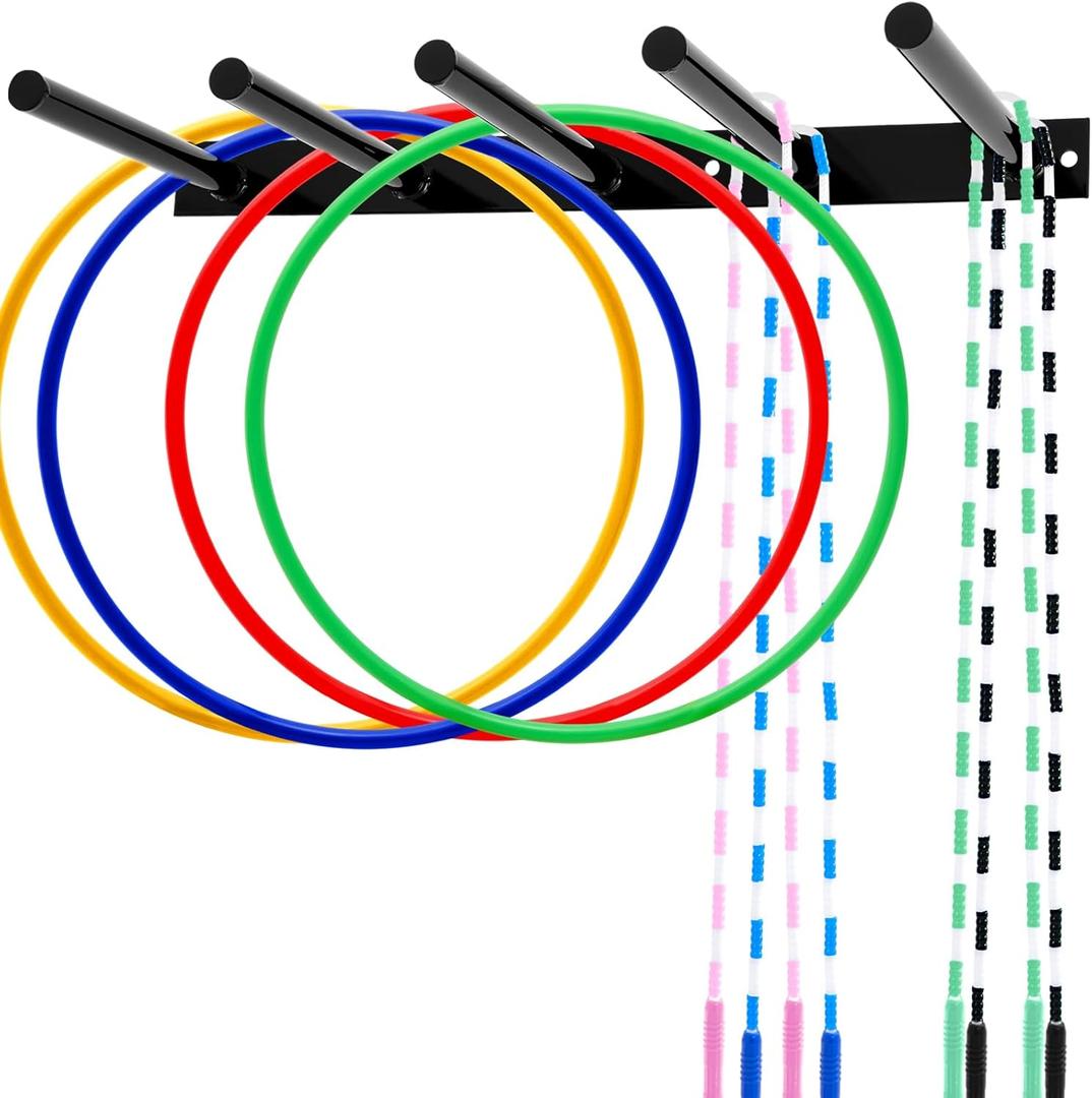 Shimeyao Wall Mounted Jump Rope Rack Multi Purpose Hoop Rope Holder Organizer Gym Fitness Equipment Storage Rack for Resistance Bands, Straps, Foam Rollers, Hardware Included Shimeyao Wall Mounted Jump Rope Rack Multi Purpose Hoop Rope Holder Organizer Gym Fitness Equipment Storage Rack for Resistance Bands, Straps, Foam Rollers, Hardware Included