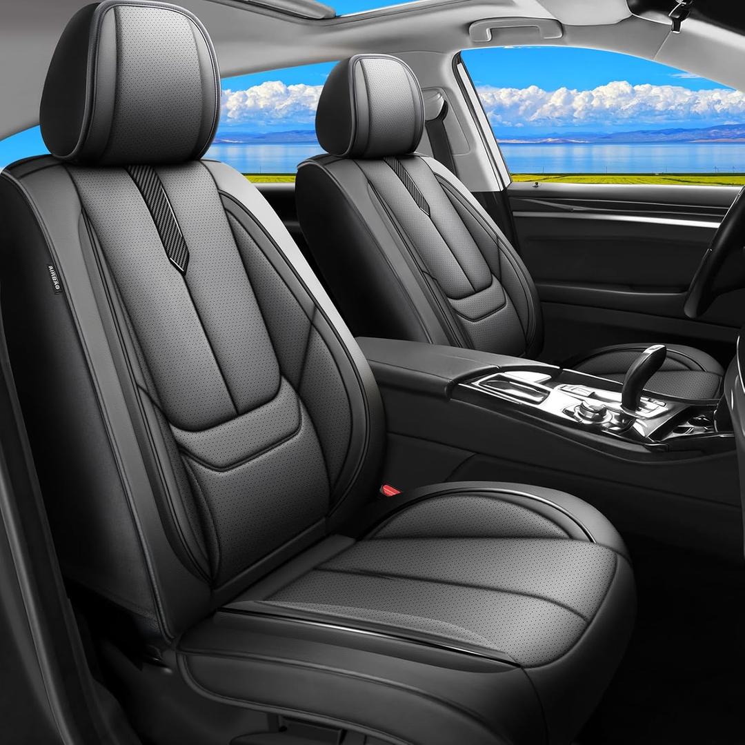 Fit Accord Car Seat Covers for Honda Accord 2003-2024 2025 2026 -Upgraded Premium Waterproof & Breathable Leather,Airbag Compatible,All-Weather Seat Cushion Protector,Full Set,Black