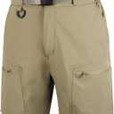 FREE SOLDIER Men's Cargo Hiking Shorts with Belt Lightweight Quick Dry Tactical Shorts with Pockets for Casual Work Golf (38W x 10L, Mud)