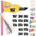 Hahafelt 25 Pcs Pencil Style First & Last Day of School Flag Kit with Ribbons Decoration Replaceable Reusable 15 Grades Photo Prop for Preschool to College Welcome Classroom Decoration