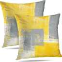Throw Pillow Covers 20x20 (2 Pack) - Abstract Modern Home Art Decor - Decorative Pillow Covers for Couch, Living Room & Bedroom - Yellow