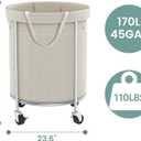 Aduanbang 170L Laundry Basket with Wheels, Rolling Hamper with Removable Bag & Steel Frame, Round Laundry Cart with 4 Casters & 2 Brakes, Ideal for Bedroom, Bathroom & Laundry Room