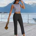 Women's Golf Pants with Deep Pockets Stretch 7/8 High Waisted Travel Pants Ankle Pants Casual (Black, XXL)