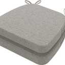 AAAAAcessories D-Shaped Chair Cushions, 2" Thick Dining Chair Pads with Ties and Removable, Machine-Washable Cover, 17" x 16", Set of 2, Khaki Gray