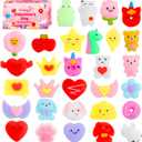 Valentines Day Gifts for Kids - 30 Pack Valentines Mochi Squishy Toys, Mini Kawaii Squishies Fidget Toys Prizes for Kids School Classroom Party Favors and Valentines Day Decor