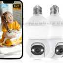 Smart Light Bulb Security Camera,5G&2.4G Security Cameras Wireless Outdoor,2K Light Bulb Camera, 360 Camera for Home Security,AI Detection,Smart Night Vision, Two-Way Audio (White 2 Packs)