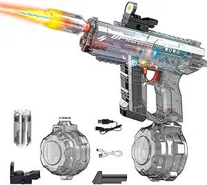 Electric Water Gun for Adults Kids Blue Automatic Squirt Gun: Light Up 26-32FT Long Range, 800CC Large Capacity Watergun,Summer Outdoor Pool Games for Ages 8-12, Beach Backyard Family Party Toy Gift