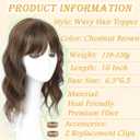 16 Inch Hair Topper for Women with Thinning Hair, Synthetic Curly Wavy Clip-In Topper with Wispy Bangs Natural Looking Crown Coverage Lightweight Hair Piece for Volume(Chestnu Brown)