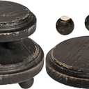 Felt Creative Home Goods Round Wooden Risers with Removable Feet (Set of 3) Farmhouse Rustic Decor Pedestal Stands for Tier Trays, Candles, Mugs Display (2 Large, 1 Small) - Rustic Black
