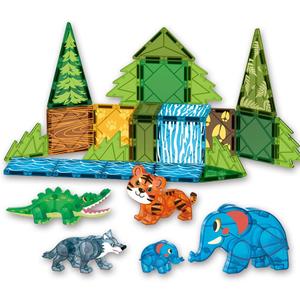 Magnetic Tiles Set Jungle Animals Theme Toys, Magnet Tiles Building Blocks Toys for Kids Ages 4-8 (Green)