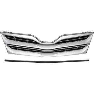 X AUTOHAUX No.531120T021 Front Upper Hood Bumper Grille Grill for Toyota Venza 2013-2015 LE Front Upper Bumper Kidney Grille Grill Chrome Silver Tone