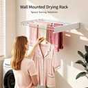 Wall Mounted Drying Rack 31.5'', Foldable Wall Clothes Drying Rack, Space Saving Laundry Drying Rack, Heavy Duty Clothes Drying Rack 5 Rods, Collapsible Clothing Rack for Bathroom Balcony, Large