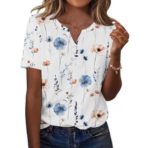 Zeagoo Womens Summer Tops Casual Short Sleeve V Neck Shirts Business Dressy Work Blouses (White, L)