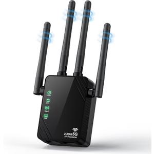 WiFi Extender Signal Booster for Home, Dual Band 1200Mbps Internet Extender WiFi Booster Up to 12888 Sq.ft Coverage and 105 Devices, WiFi Repeater with Ethernet Port, Easy Setup