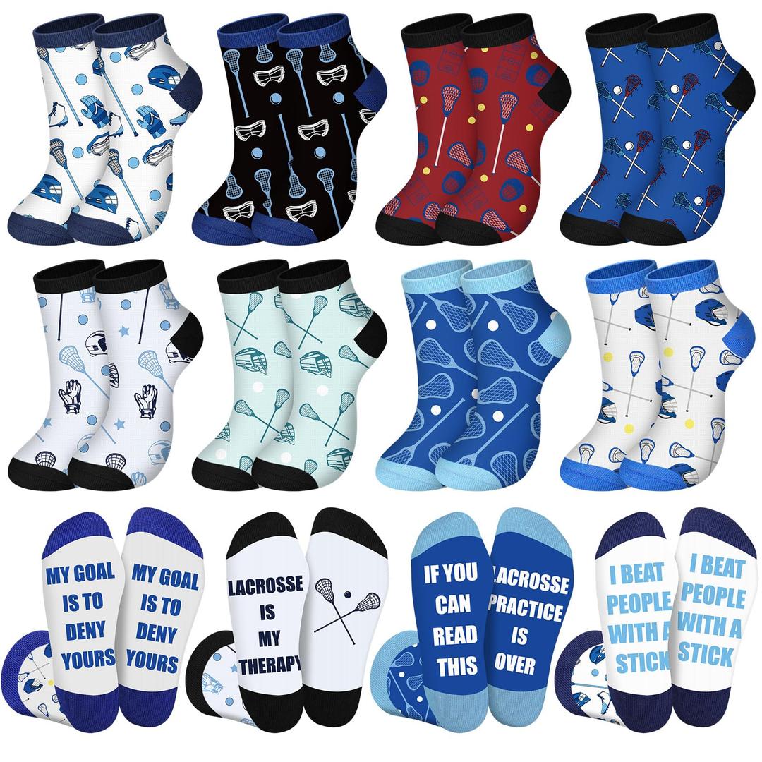 2 x Liitrsh 8 Pairs Lacrosse Socks for Men Women Funny Lacrosse Gifts,Unisex