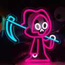 Halloween Ghost Neon Sign, LED Grim Reaper Neon Signs for Wall Decor, Dimmable Ghost Shape Neon Light Spooky Halloween Decorations Light up Sign for Bedroom, Porch Front Door, Kids Gifts (Ghost)