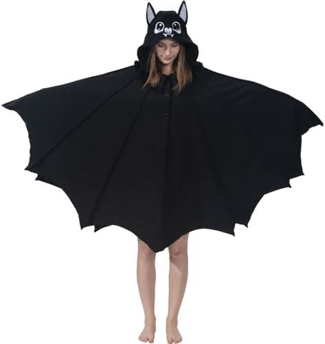 AIYOUYIYA Cozy Bat Costume - Halloween Party Cosplay Hooded Blanket Cape with Bat Wings for Women and Men L