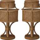 Creative Co-Op 40 Watt Rustic Rattan Vintage Reproduction Table Lamp Set, Natural Stained Finish, Set of 2